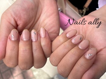 ネイルズアリー 立川店(Nails ally)/スキニーフレンチ×桃×チーク