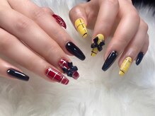 シベル(Ci belle)/チェックネイル/リボンネイル