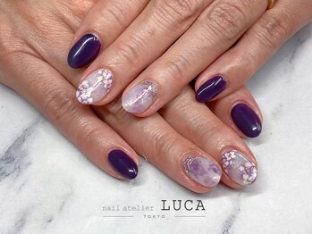 ネイルアトリエルカ(nail atelier LUCA)/M-284 大人可愛い紫陽花ネイル