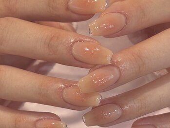 桃ネイル グラデーションネイル