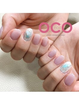 オコネイル ネイルサロンアンドスクール(OCO nail)/marble effect × turquoise