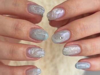 クルネ(QULNE)/透け感ネイル くすみブルー