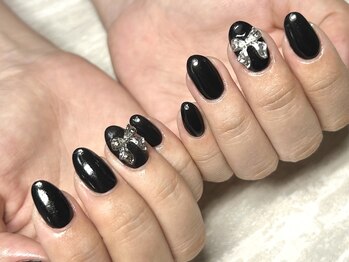ジュリネイル(JULIE NAIL)/リボン×ブラック
