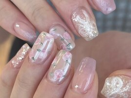 お花ネイル ラメネイルデザイン