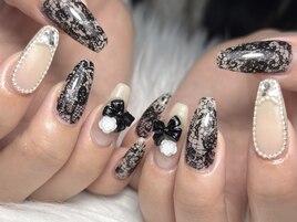 黒レース×リボン