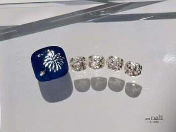 アンドラッシュ アンドネイル 本郷三丁目駅前店(and lash/and nail)/フット1本アート/定額シンプル
