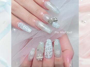 ピオミエルネイル 新宿(pio miel nail)/スノーグレー×きらめきホワイト