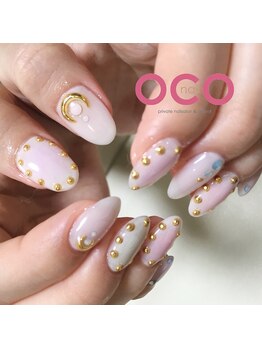 オコネイル ネイルサロンアンドスクール(OCO nail)/studs × cheek × moon