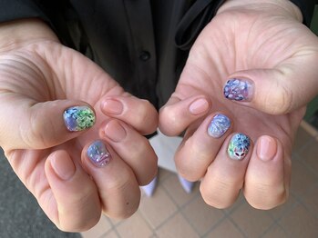 マリアンジュ(MariAnju)/ジェルネイル★紫陽花×花火