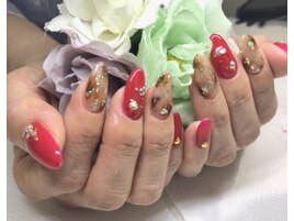 レオパード柄ワンポイントレッド