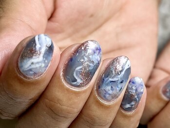 ラックス 尼崎立花(LAX)/青の天然石ネイル