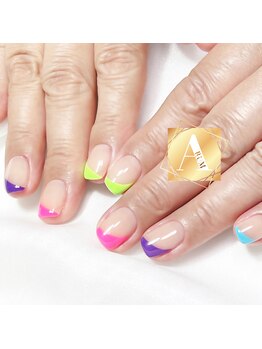 ネオンカラー変形フレンチネイル