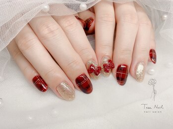 テセネイル(Tese Nail)/ボルドーチェックデザイン♪