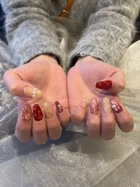 バレンタインネイル
