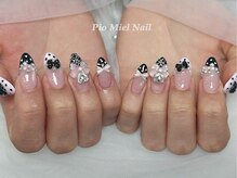 ピオミエルネイル 新宿(pio miel nail)/ピンクグラデ×ドットフレンチ