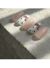 ユウネイル(YOU由NAIL)/大人可愛いリボン×ドットネイル