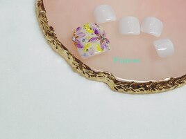 フット　手描き花