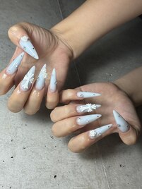 爽やかブルー大人気クロムネイル