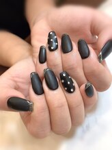 ハーティーネイル hearty nail 溝の口店/マットブラックネイル