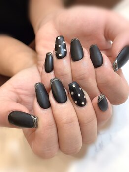 ハーティーネイル hearty nail 溝の口店/マットブラックネイル