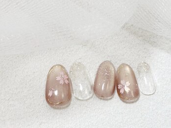 桜ネイル/ワイヤー風/大人上品