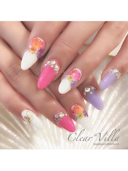 ネイルサロンクリアヴィラ(nail salon clear villa)/フラワー×ストーン