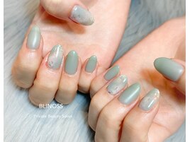 ミントブルー☆大理石ネイル