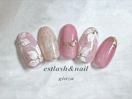 ピンクフラワーネイル