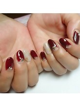 心の郷/ボルドー秋フレンチネイル