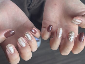 ひまりネイル(ひまりnail)/持ち込み チェック柄ネイル
