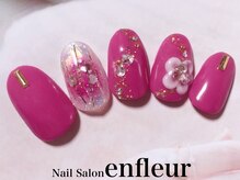 ネイルサロン アンフルール/お花３D&ストーン☆華やかネイル