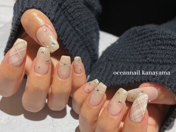 オーシャンネイル 金山店(Ocean Nail)/#チェックリボンネイル#冬ネイル