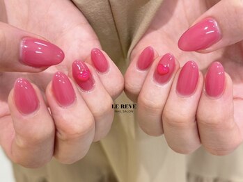 ルレーブ(LE REVE)/ワンカラーネイル×ハートパーツ