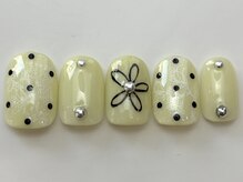 ネイルメゾン 天神店(NAIL MAISON)/イエローレースドット¥8000