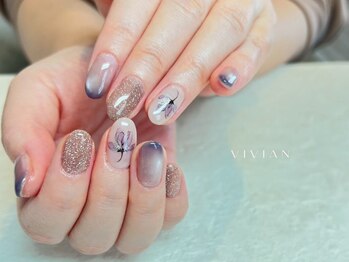 ヴィヴィアン ネイル(Vivian nail)/フラワーアート パープル
