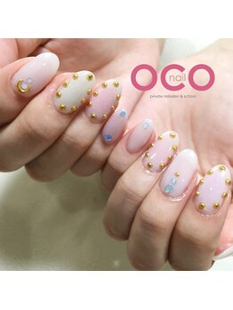 オコネイル ネイルサロンアンドスクール(OCO nail)/studs × cheek × moon