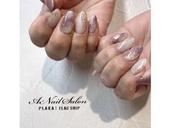 エーネイルサロン プラーカ本店(A-Nail Salon)/　ミラーレースネイル