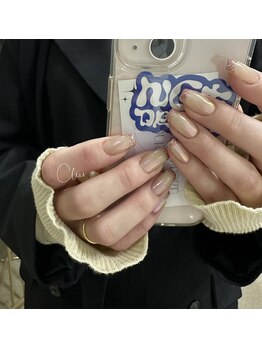 クリア(Clear)/ミラー×ラメフレンチ