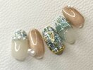 【ツイードグリーン立体リボン】