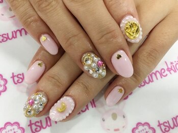 ネイルサロン 爪吉/パールとピンクの可愛いネイル♪