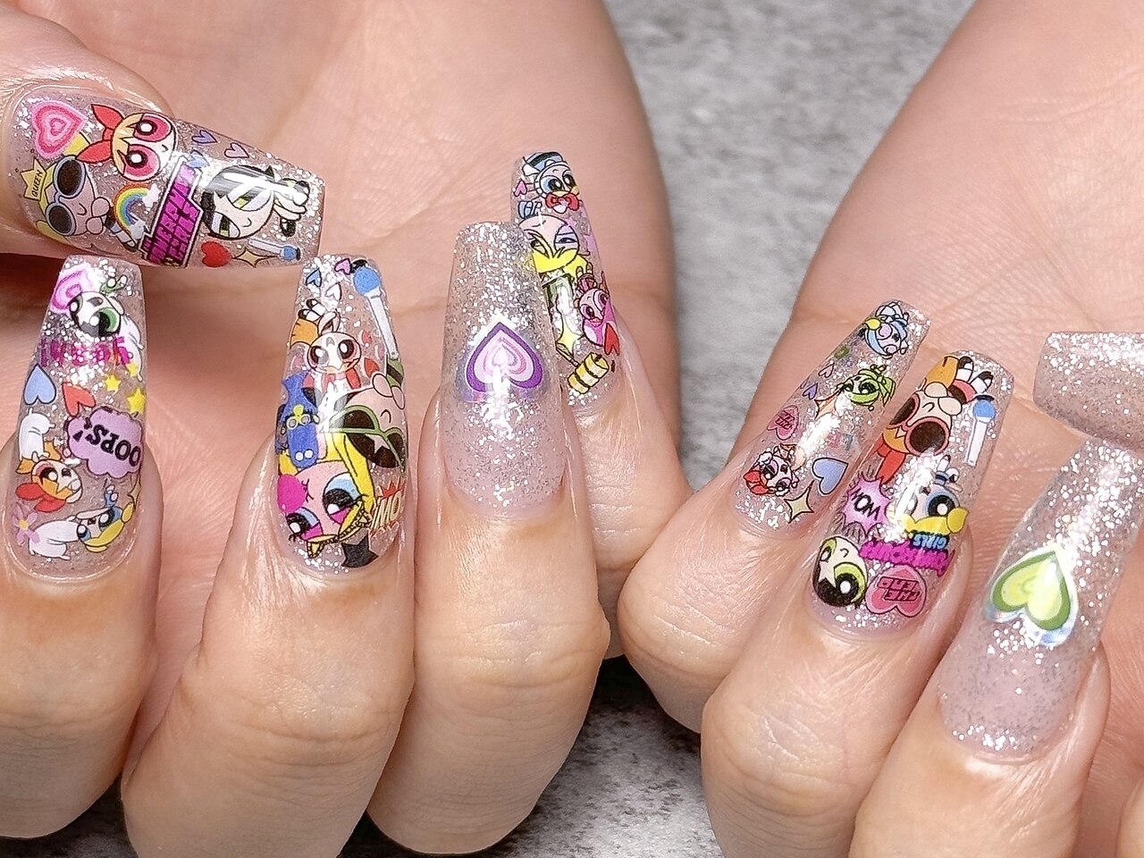 ネイルチップ オーダー 個性派 カラフル レトロ ポップ 推し活