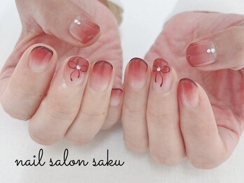 サク(saku)/定額デザイン/リボン/手描き