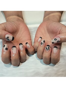 エーネイルサロン プラーカ本店(A-Nail Salon)/ガーリー黒フレンチ