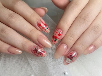 ジョアネイル(JOA Nail)/定額/チェック/花/ヌードピンク