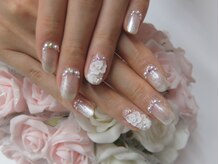 ネイルサロンミキ 横浜(MIKI)/ブライダルバラ手描き3D花パール
