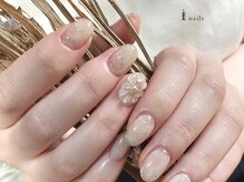 アイネイルズ 渋谷店(I nails)/ヌーディフラワーネイル¥9480