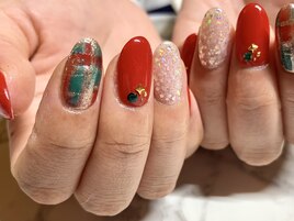 クリスマスカラーチェックネイル