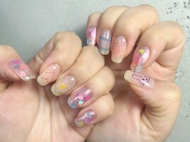 落書きネイル/ハートホロネイル