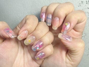 落書きネイル/ハートホロネイル