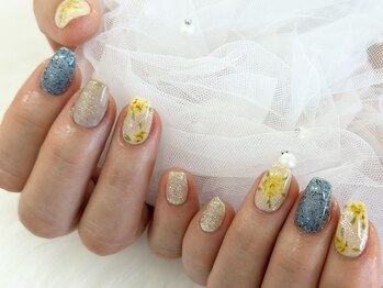 【森】ミモザ風 ネイル